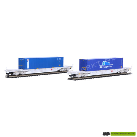 99 5245 NL Fleischmann Containerwagen-set NS BG Freightline en Holland Maas