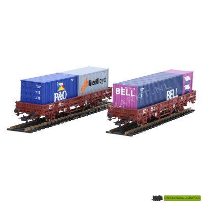 HR6122 Rivarossi Set van 2 Platte wagons NS met containers